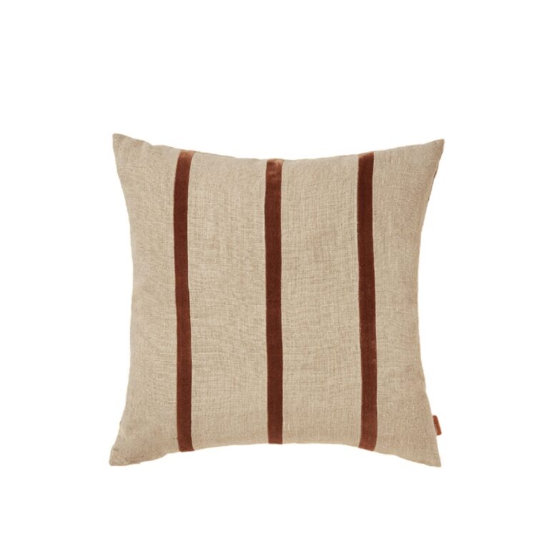 Senti Stribet Pude Linned/Carob Brown
