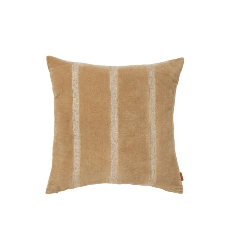 Senti Stribet Pude Mørk Sand/Linned