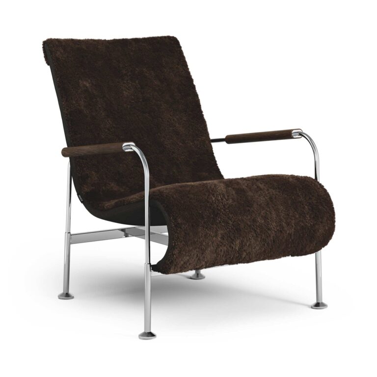 Serpentine Lænestol Krom/Sheepskin Espresso/Mørk Eg
