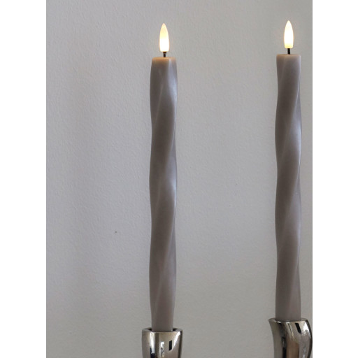 Sirius Sille Nordic Sculpture Twist kunstig stearinlys, grå