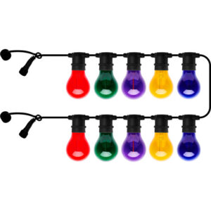 Sirius Tobias udendørs lyskæde, farvede pærer, forlængersæt