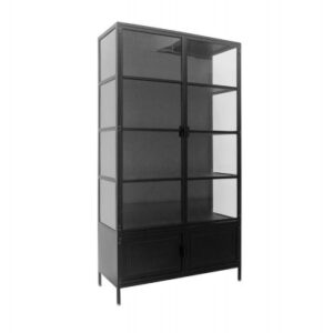 Skærbæk Vitrineskab i Metal - 110x40x190 cm - Sort
