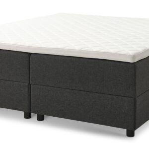 Space Dreams sengebund, m. opbevaring, u. topmadras - antracitgrå stof og sort træ (200x180)