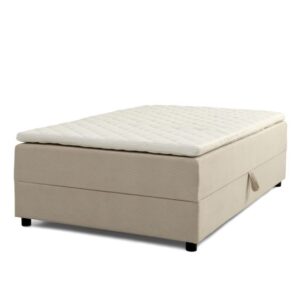 Space Dreams sengebund, m. opbevaring, u. topmadras - beige velour og sort træ (200x140)