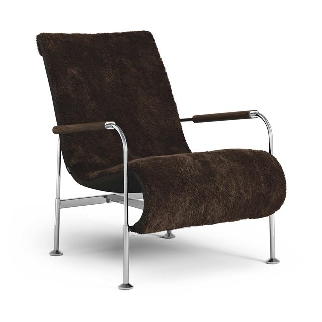 Swedese Serpentine Lænestol Krom/Sheepskin Espresso/Mørk Eg