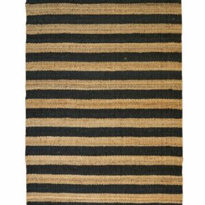 TEPPI 00021A gulvtæppe m. striber, rektangulær - beige og sort jute (200x290)