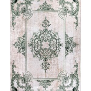 TEPPI 1037 gulvtæppe m. mønster, rektangulær - multifarvet fløjl stof (120x180)