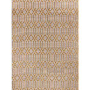 TEPPI 23037A gulvtæppe m. mønster, rektangulær - gul jute og chenille (160x230)