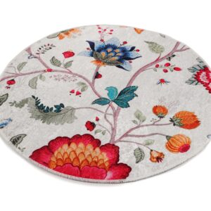 TEPPI Arya gulvtæppe m. mønster, rund - multifarvet polyester (Ø100)