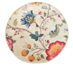 TEPPI Arya gulvtæppe m. mønster, rund - multifarvet polyester (Ø140)