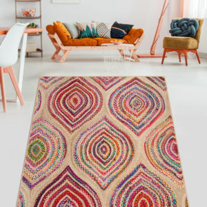TEPPI Cavita gulvtæppe m. mønster, rektangulær - multifarvet bomuld og chenille (160x230)