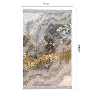 TEPPI Els2375 Hall gulvtæppe, rektangulær - multifarvet fløjl stof (80x200)