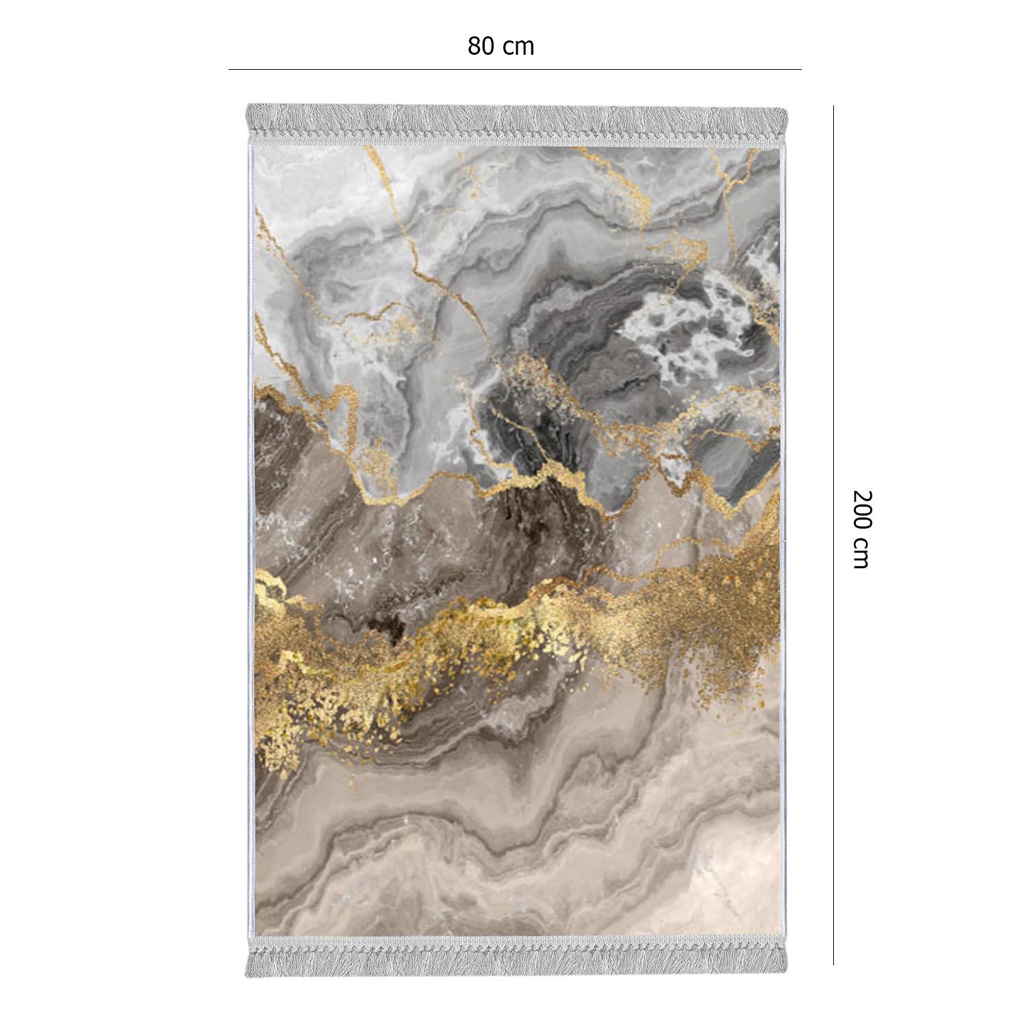 TEPPI Els2375 Hall gulvtæppe, rektangulær - multifarvet fløjl stof (80x200)