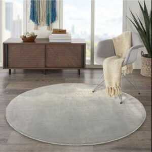 TEPPI HMFPUFY-4 gulvtæppe, rund - lysegrå polyester (Ø60)
