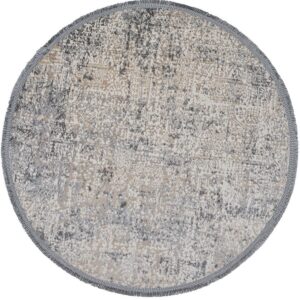 TEPPI Notta 1121 gulvtæppe, rund - beige/grå polyester (Ø100)