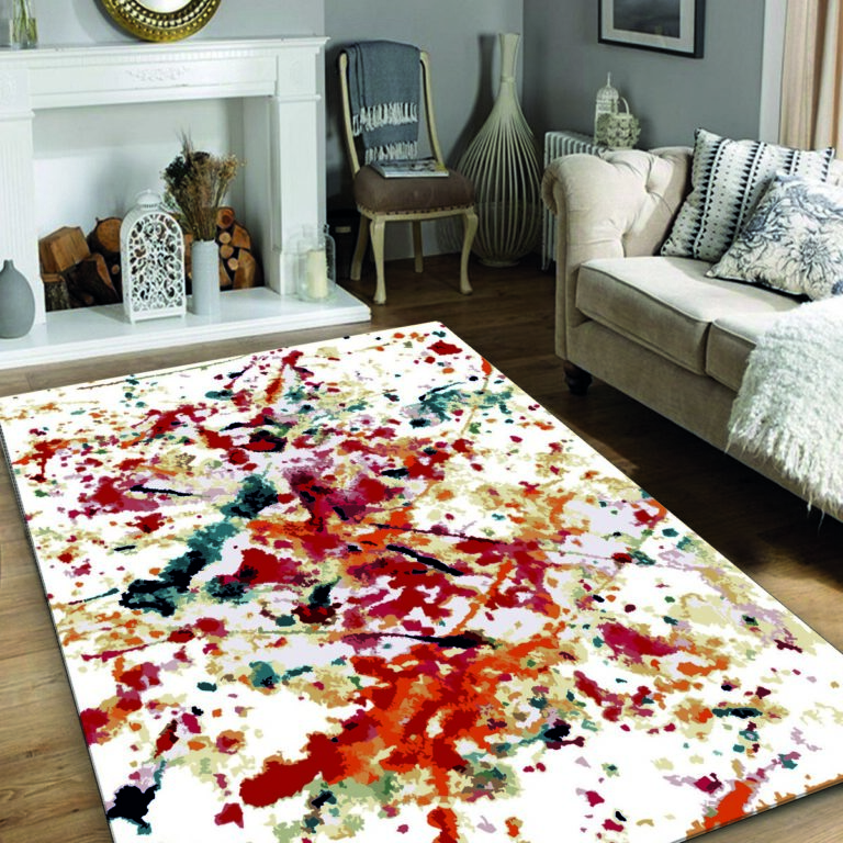 TEPPI Oil gulvtæppe, m. mønster, rektangulær - multifarvet polyester (150 x 200)