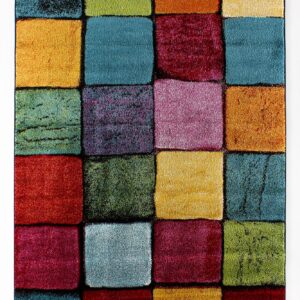 TEPPI Renkli gulvtæppe m. tern, rektangulær - multifarvet polypropylen (120x170)
