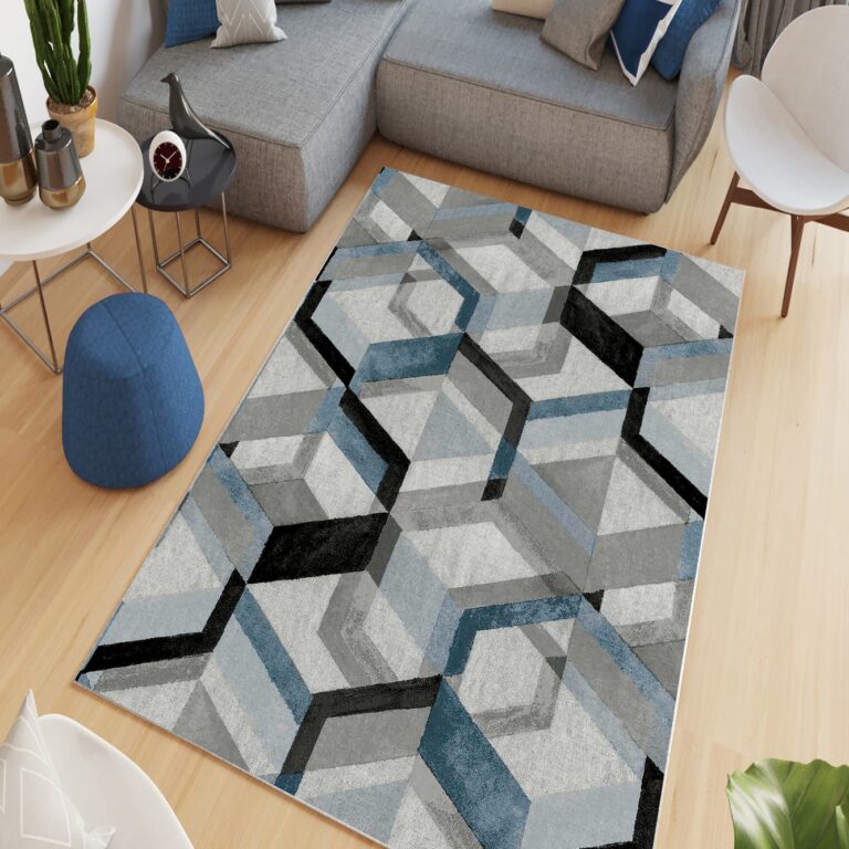 TEPPI W874 gulvtæppe, rektangulær - grå polyester (120x180)