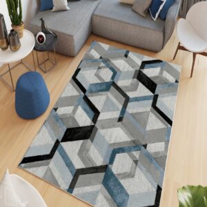 TEPPI W874 gulvtæppe, rektangulær - grå polyester (160x230)