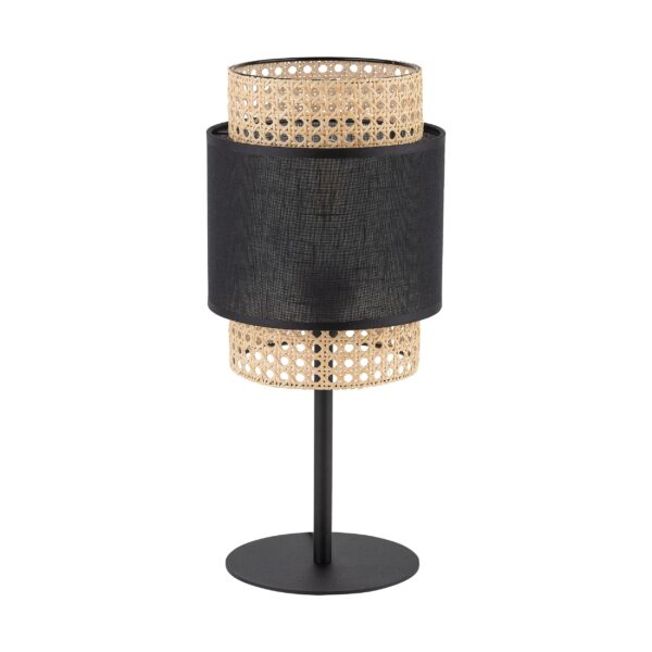 TK Boho bordlampe - natur rattan og sort stof/metal