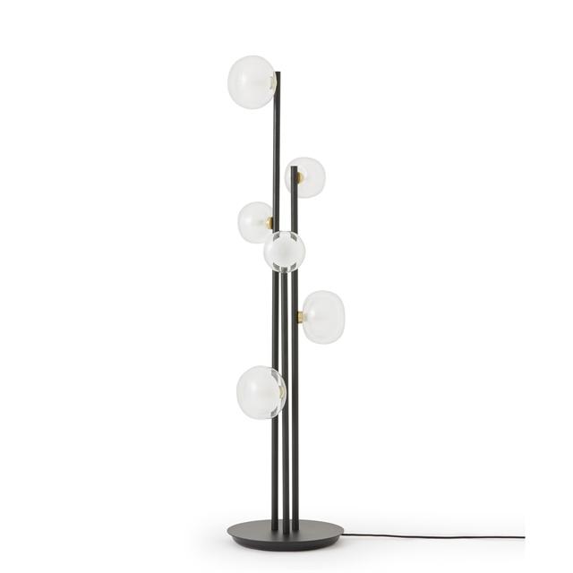 TOOY Nabila 552.66L Gulvlampe Sort/Bøstet Messing/Klar Glas