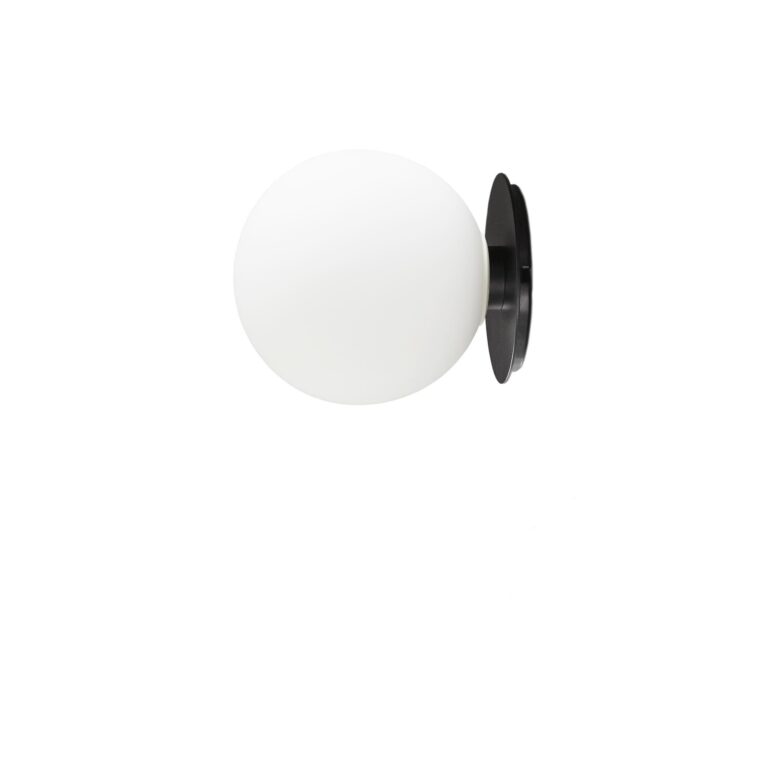TR Væglampe Sort Mat Opal Glas