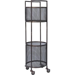 TRADEMARK LIVING rund trolley, m. hjul, m. 2 kurve - jern m. klar lak (Ø 32)