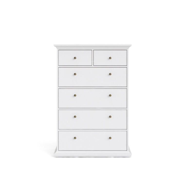 TVILUM Paris kommode - hvid træ, m. 6 skuffer
