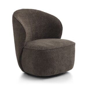 Theo loungestol, m. drejefod - mocca polyester stof og metal