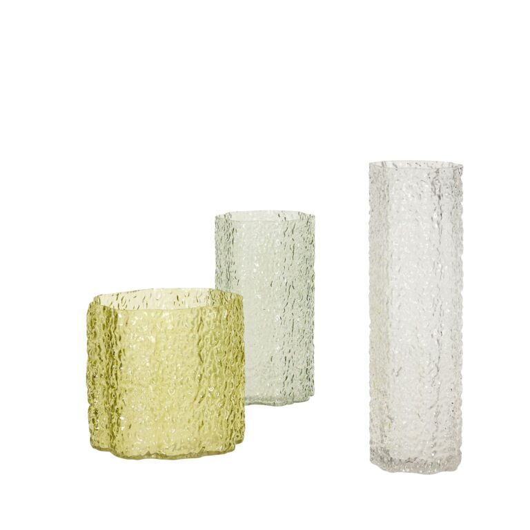 Triple Vase Sæt af 3 Klar/Mørkegrøn/Lysegrøn