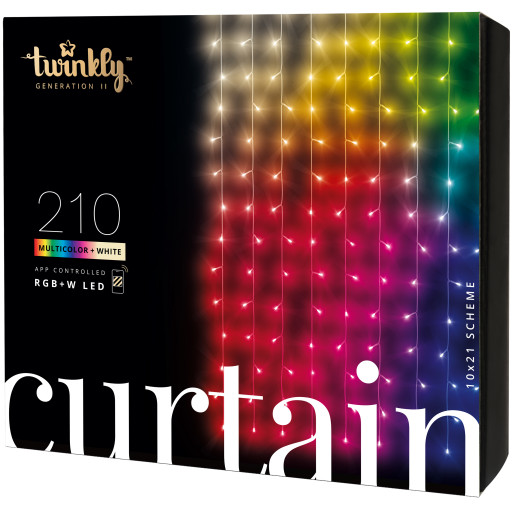 Twinkly Curtain lyskæde | farvet + hvidt lys | 100 x 210 cm | 210 lys