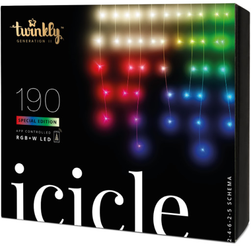 Twinkly Icicle lyskæde - farvet + hvidt lys