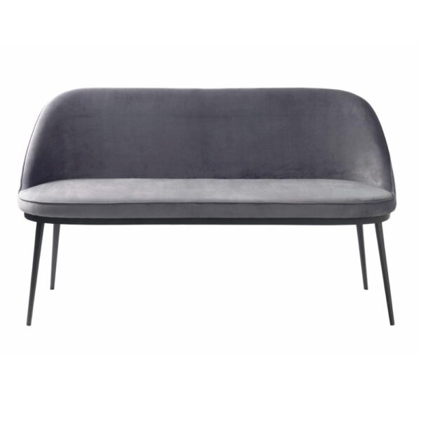 UNIQUE FURNITURE Gain sofabænk, rektangulær - stålgrå fløjl og sort polyethylen (144x45,5)