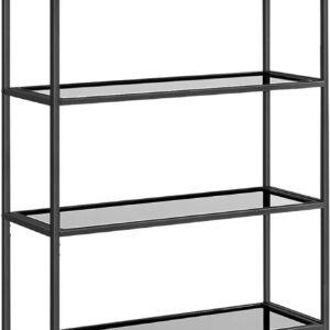 VASAGLE reol, m. 5 hylder - grå glas og sort stål