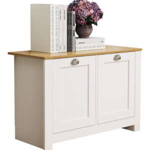 VCM NORDIC Balusa M kommode, m. 2 låger og 2 hylder - hvid/natur træ