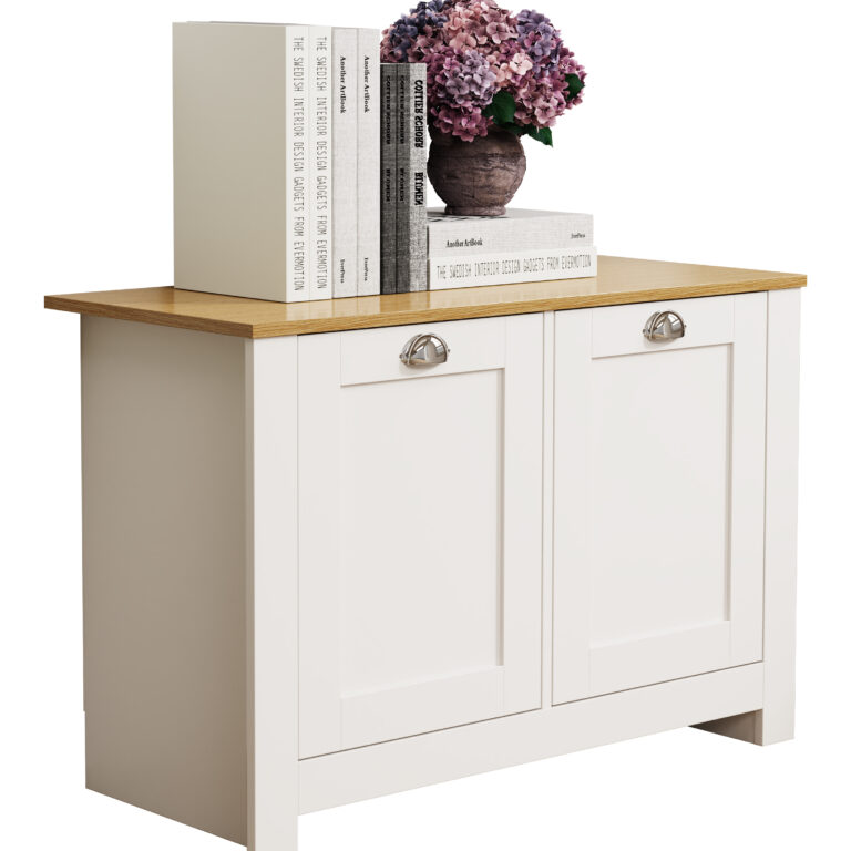 VCM NORDIC Balusa M kommode, m. 2 låger og 2 hylder - hvid/natur træ