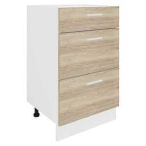 VCM NORDIC Esilo køkken skab, m. 3 skuffer - hvid og natur træ