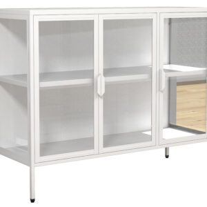 VCM NORDIC Floka L vitrineskab, m. 3 låger og 1 hylde - glas og hvid stål