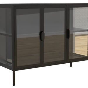 VCM NORDIC Floka L vitrineskab, m. 3 låger og 1 hylde - glas og sort stål