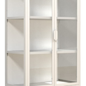 VCM NORDIC Floka M vitrineskab, m. 2 låger og 2 hylder - glas og hvid stål