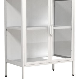 VCM NORDIC Floka S vitrineskab, m. 2 låger og 1 hylde - glas og hvid stål