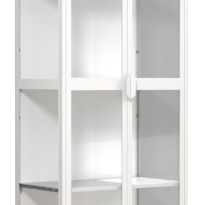 VCM NORDIC Floka XXL vitrineskab, m. 2 låge og 3 hylder - glas og hvid stål