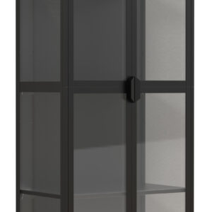 VCM NORDIC Floka XXL vitrineskab, m. 2 låge og 3 hylder - glas og sort stål