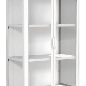 VCM NORDIC Flokas L vægskab, m. 2 låger og 2 hylder - glas og hvid stål