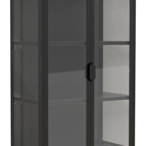 VCM NORDIC Flokas L vægskab, m. 2 låger og 2 hylder - glas og sort stål