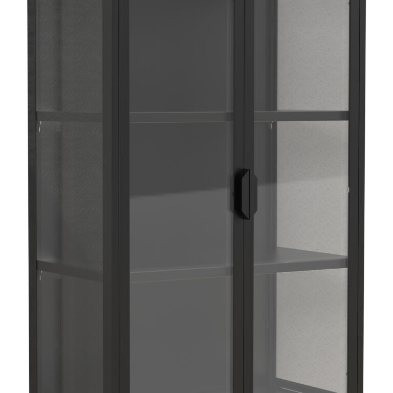 VCM NORDIC Flokas L vægskab, m. 2 låger og 2 hylder - glas og sort stål