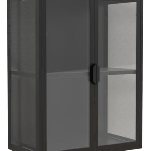 VCM NORDIC Flokas M vægskab, m. 2 låger og 1 hylde - glas og sort stål