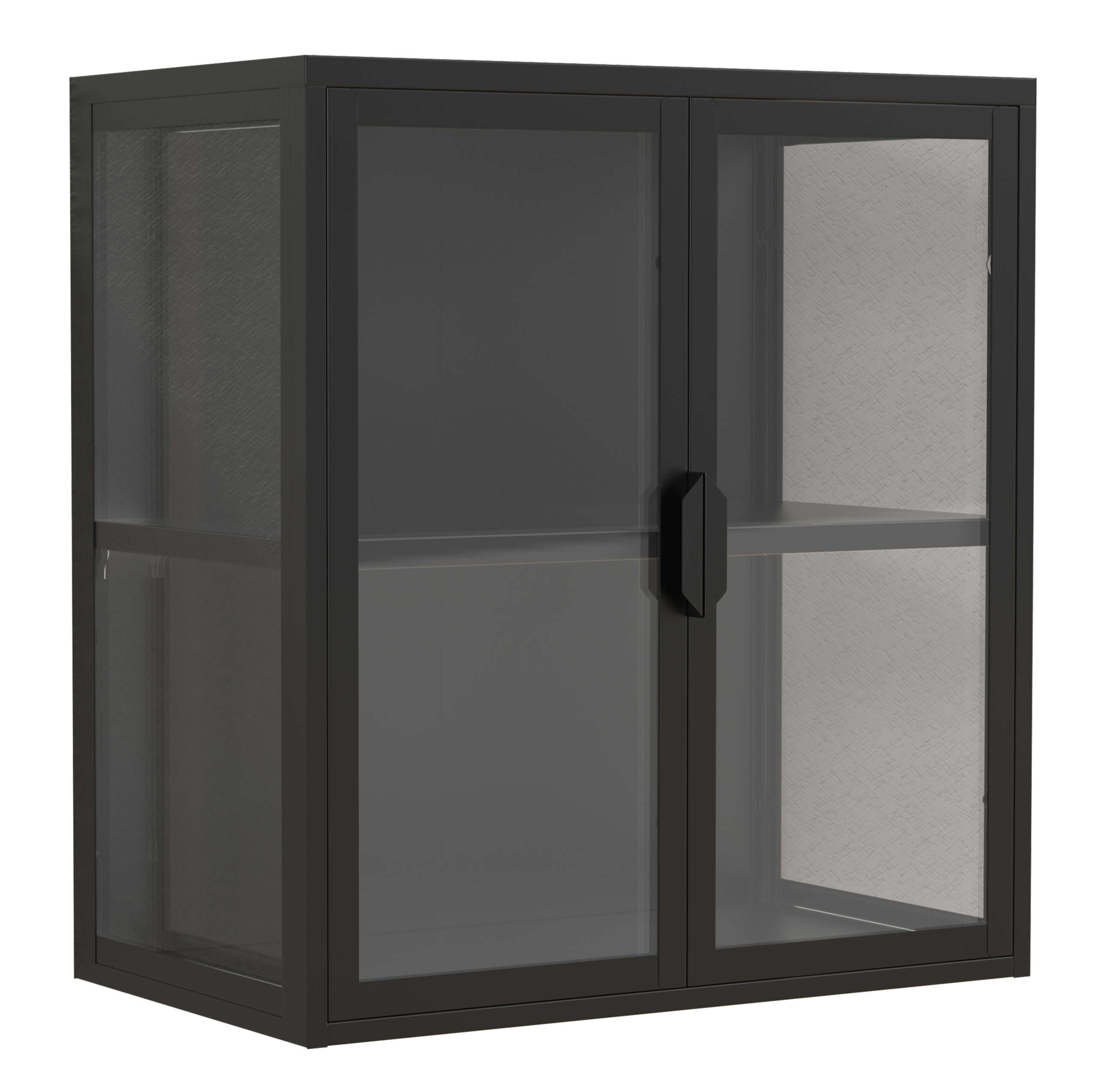 VCM NORDIC Flokas S vægskab, m. 2 låger og 1 hylde - glas og sort stål