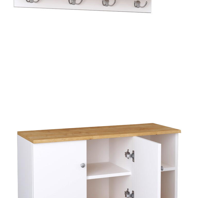 VCM NORDIC Gados L knagerække og skab, m. 2 låger og 2 hylder - hvid og natur træ