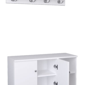 VCM NORDIC Gados L knagerække og skab, m. 2 låger og 2 hylder - hvid træ